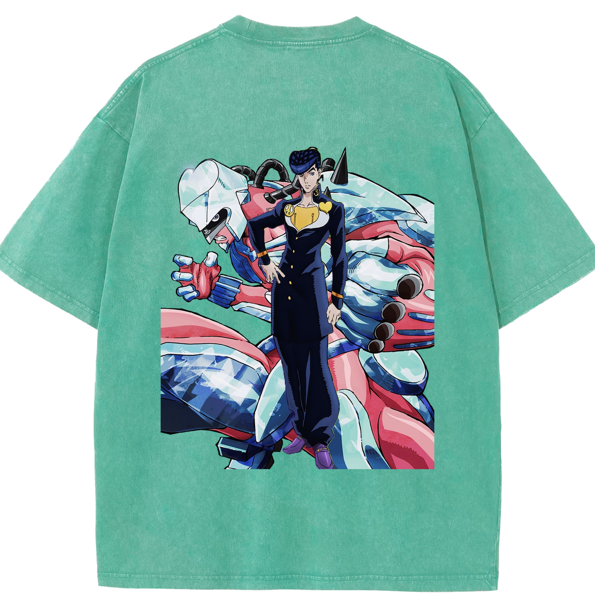 （画像用） ジョジョの奇妙な冒険 ひがしかた じょうすけ JoJo's Bizarre Adventure Higashikata Josuke 綿100% ヴィンテージ風 半袖Tシャツ（背面プリント）